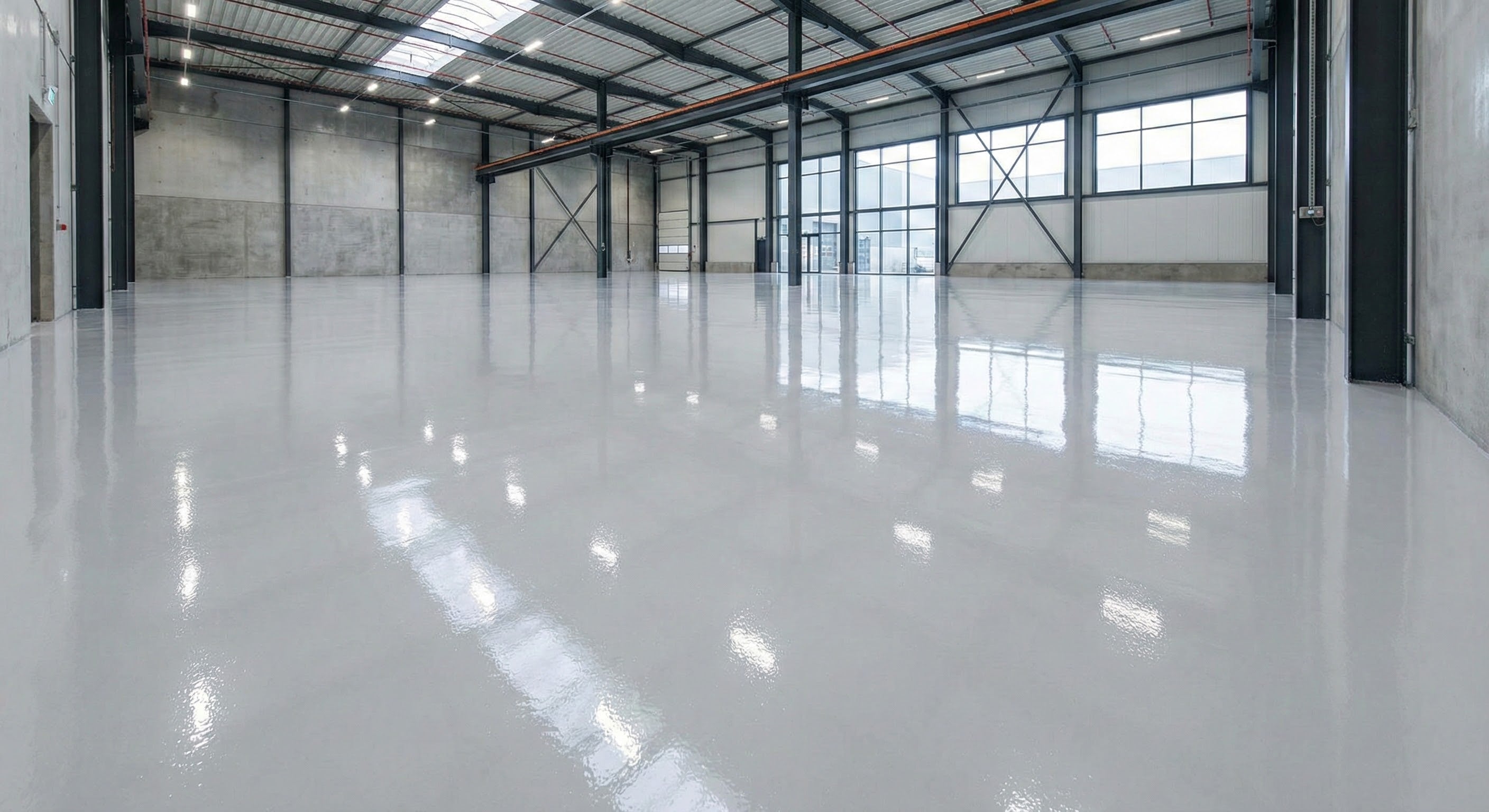 Large industrial warehouse with high ceilings and concrete floors.