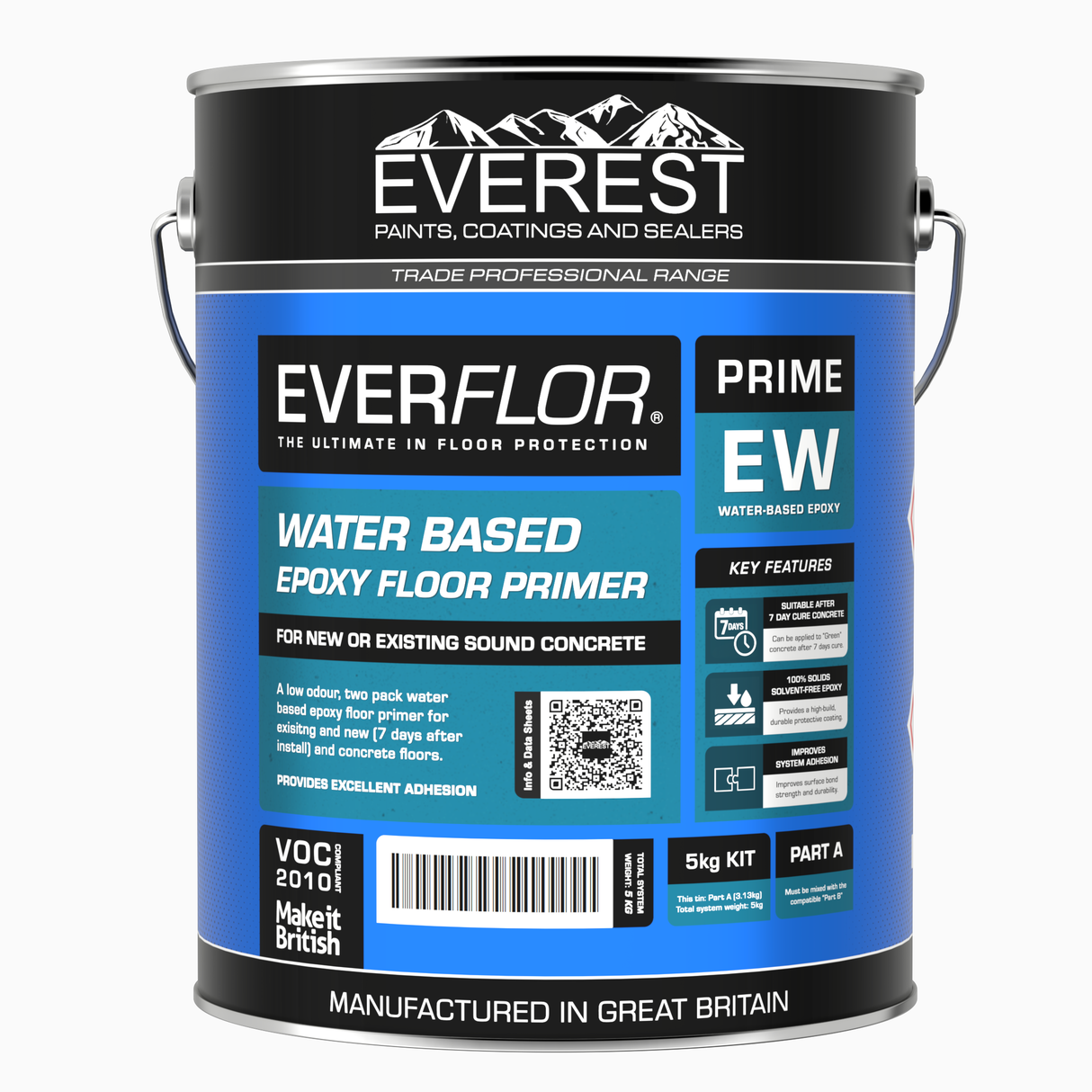 Everest Everflor water-based epoxy floor primer can on a white background