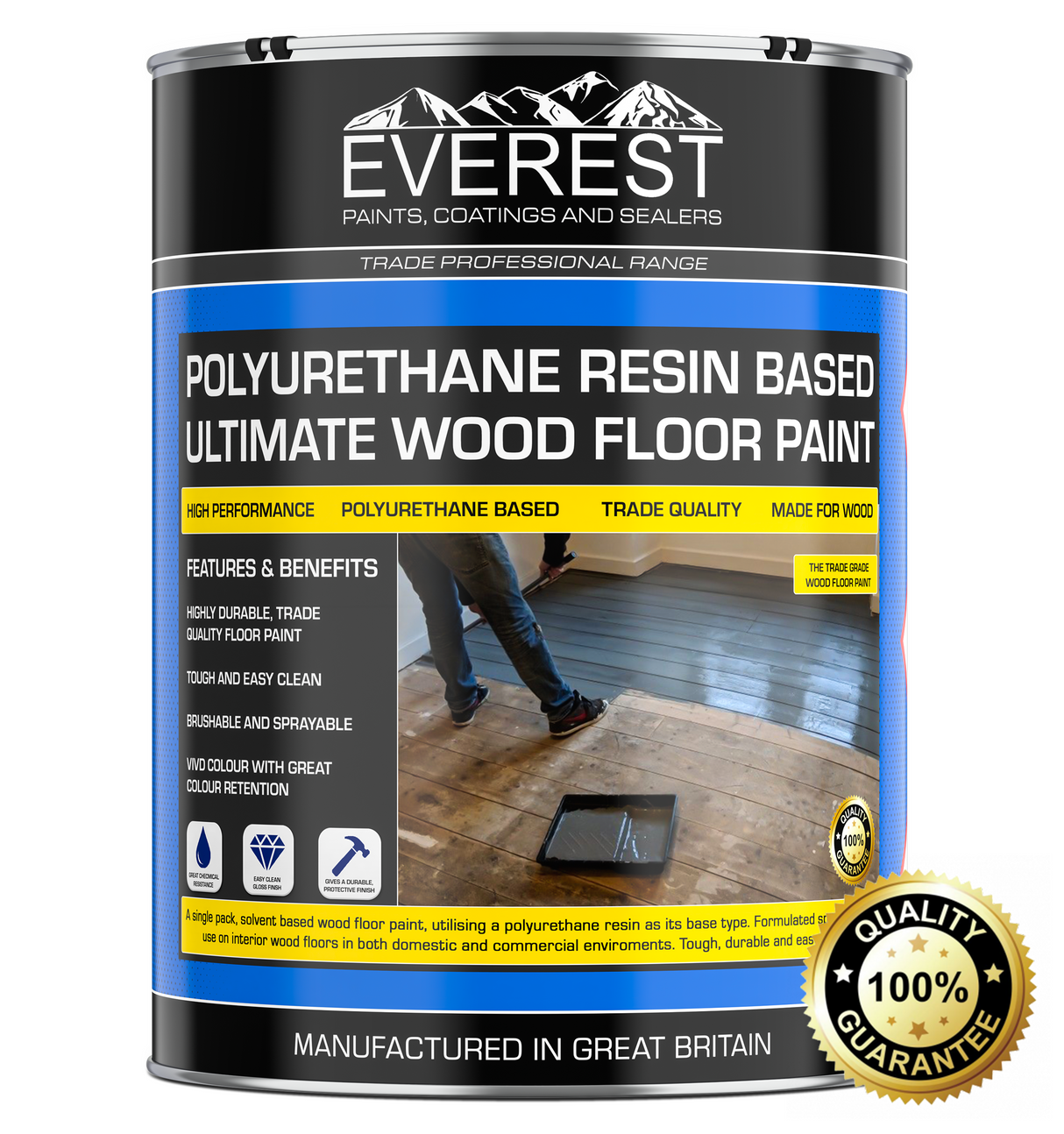 Everest Pinturas - Pintura para Suelos de Madera - A Base de Resina de Poliuretano