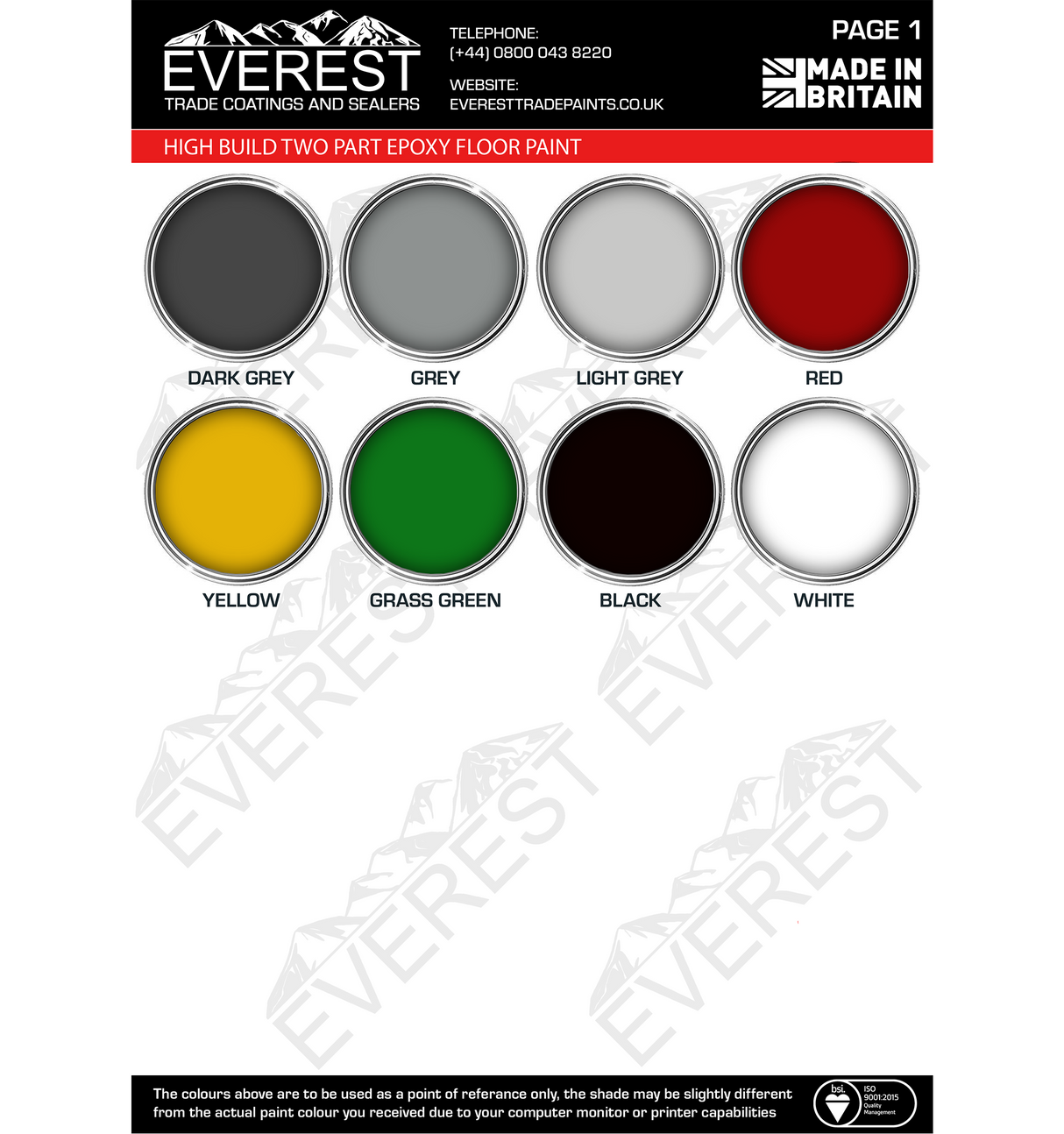 Everest Trade - HB Anti Slip Epoxy Floor Paint - High Build - Two-Pack Epoxy Coating